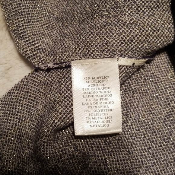 Ann Taylor Blue White Gold Light Weight Wool Blend Check Print Sweater Size S - Picture 5 of 6